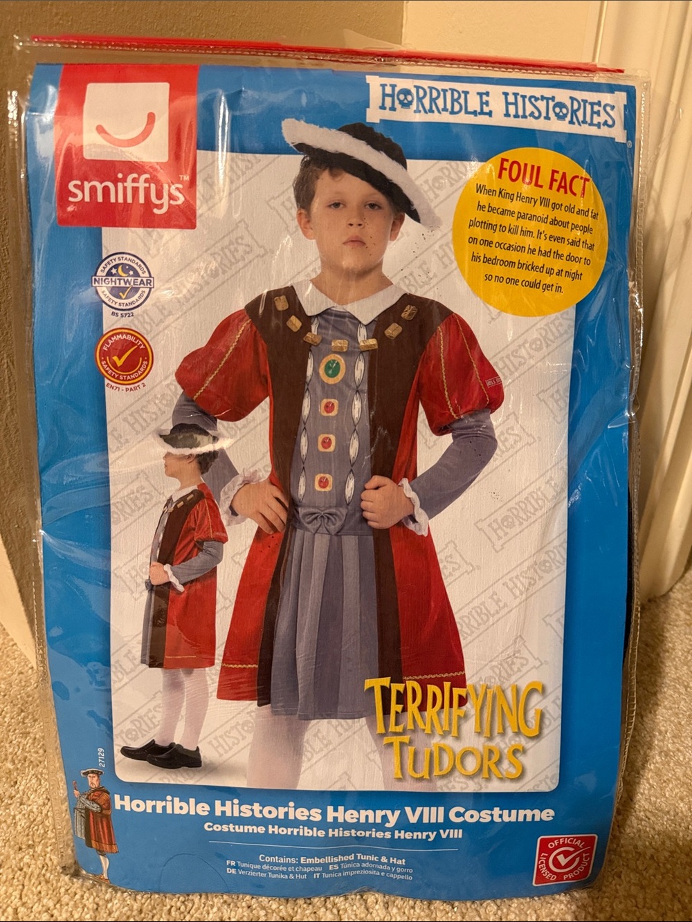 Red and Gray Tudor Henry VIII Kids Costume